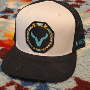 Vexil Black and White Cap with Patterned Logo